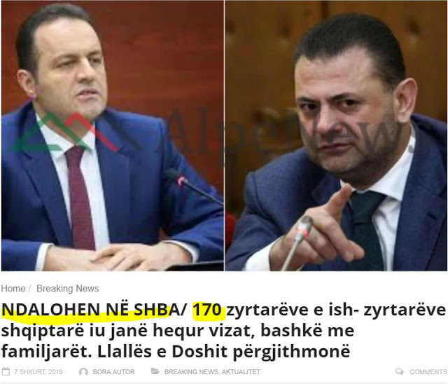 Αλβανοί σε κατάλογο διαφθοράς των ΗΠΑ: 170 πρώην αξιωματούχοι και οι οικογένειές τους κρίθηκαν ανεπιθύμητοι
