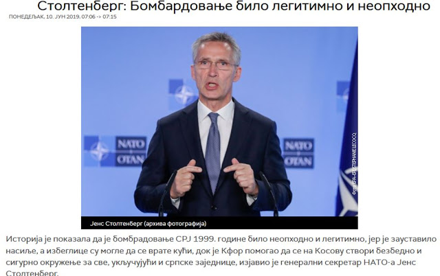 Γενς Στόλτενμπεργκ: Ο βομβαρδισμός της Σερβίας ήταν νόμιμος και αναγκαίος