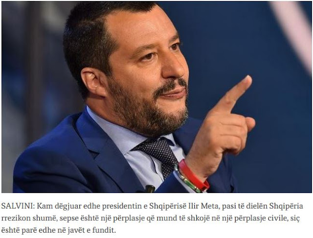 Ματέο Σαλβίνι: Βλέπω πολιτική σύγκρουση στην Αλβανία