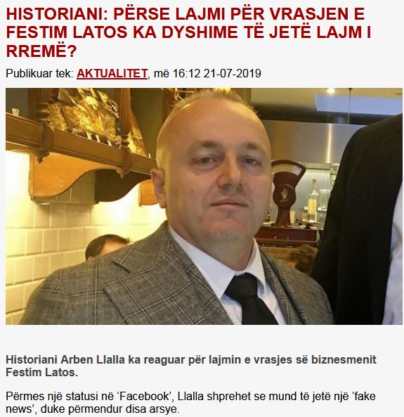 Αλβανοτσάμης ιστορικός αμφισβητεί τη δολοφονία του Φεστίμ Λατό