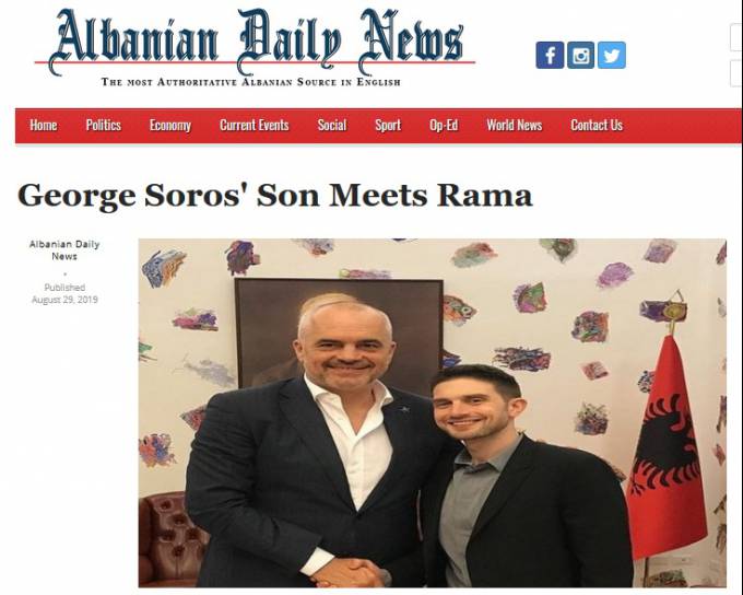 Επίσκεψη του Αλεξάντερ Σόρος (της γνωστής οικογενείας…) στην Αλβανία