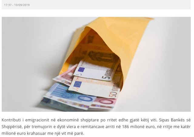 Αλβανία: Σοβαρή αύξηση των εμβασμάτων των μεταναστών