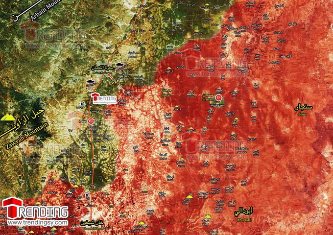 O συριακός στρατός στα 2,5 χλμ από την πόλη κλειδί Maraat Al Numan στο Νότο του Idlib.