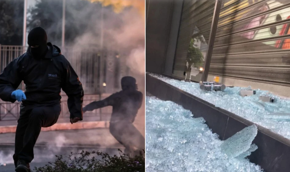 Πέντε συλλήψεις για τα επεισόδια στο κέντρο της Αθήνας – «Βροχή» οι μολότοφ, ζημιές σε καταστήματα (Φωτογραφίες)