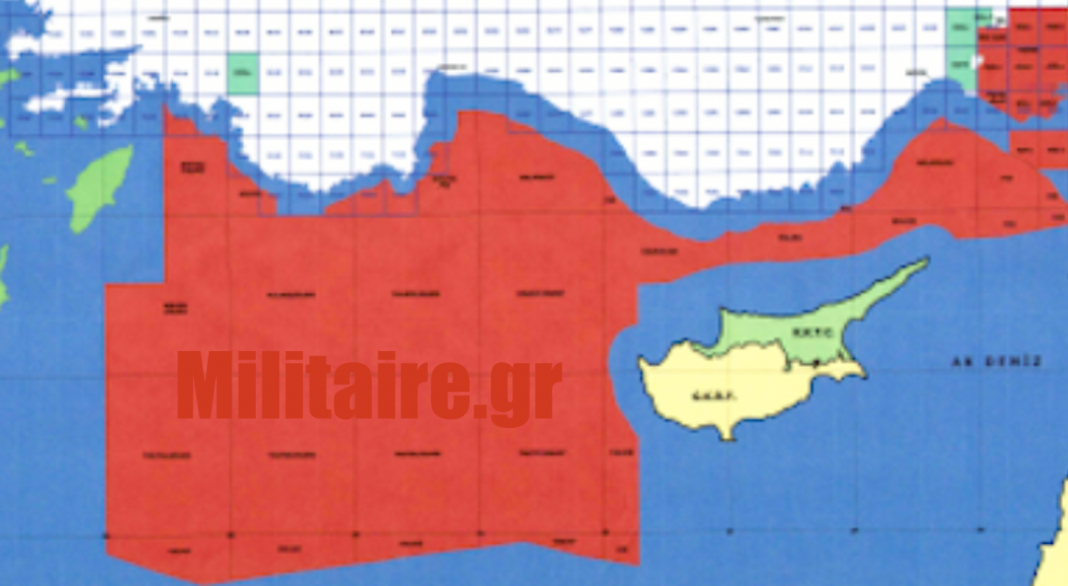 Αυτός είναι ο χάρτης των ερευνών των Τούρκων μεταξύ Κρήτης-Κύπρου! Όλα στο “κόκκινο”