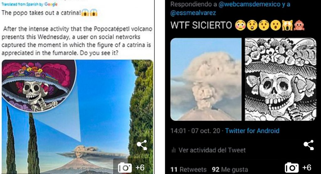 Το «The Elegant Skull», το πρόσωπο του φεστιβάλ «Ημέρα των Νεκρών» του Μεξικού, εμφανίζεται σε ένα ηφαιστειακό σύννεφο τέφρας κατά τη διάρκεια μιας …