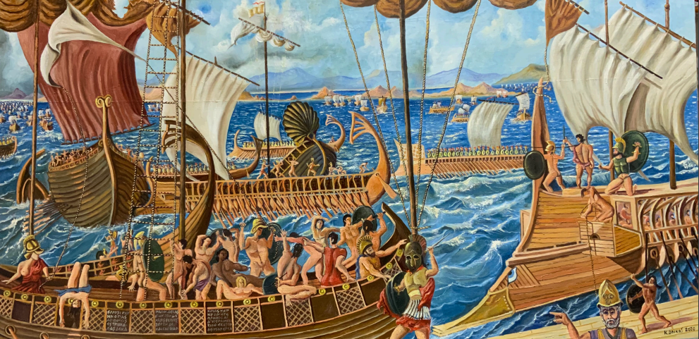 Ἡ Ναυμαχία τῆς Σαλαμῖνος  ἒσωσε Ἑλλάδα καί Εὐρώπη – ΠΙΝΑΚΑΣ ΜΕΓΑΛΩΝ ΔΙΑΣΤΑΣΕΩΝ ΤΟΥ ΚΩΣΤΑ ΔΟΥΚΑ