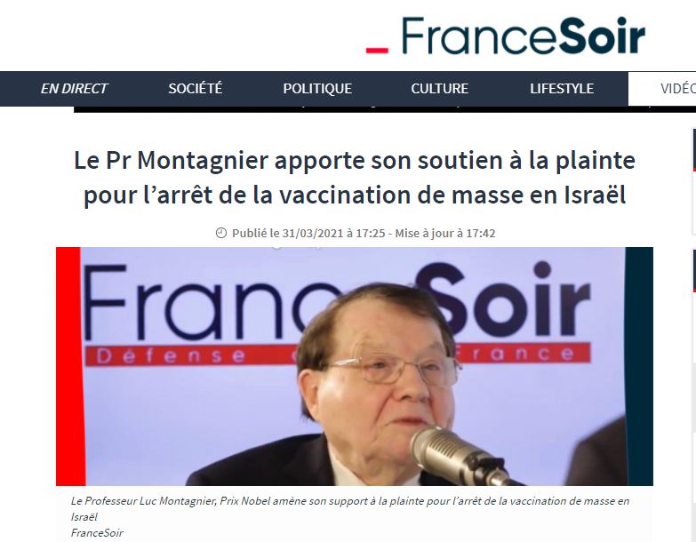 Ο Καθ.Luc Montagnier (Νόμπελ Ιατρικής) μ΄επιστολή του στο Ανώτατο Δικαστήριο του Ισραήλ υποστηρίζει την προσφυγή για διακοπή μαζικού εμβολιασμού!Προειδοποιεί …