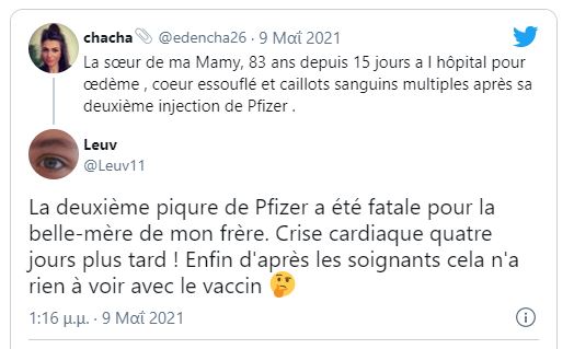 Καταιγισμός καταγγελιών στα γαλλικά social media για παρενέργειες της Pfizer: οίδημα ,θρομβώσεις,προβλήματα καρδιάς και στα πνευμόνια κ.α