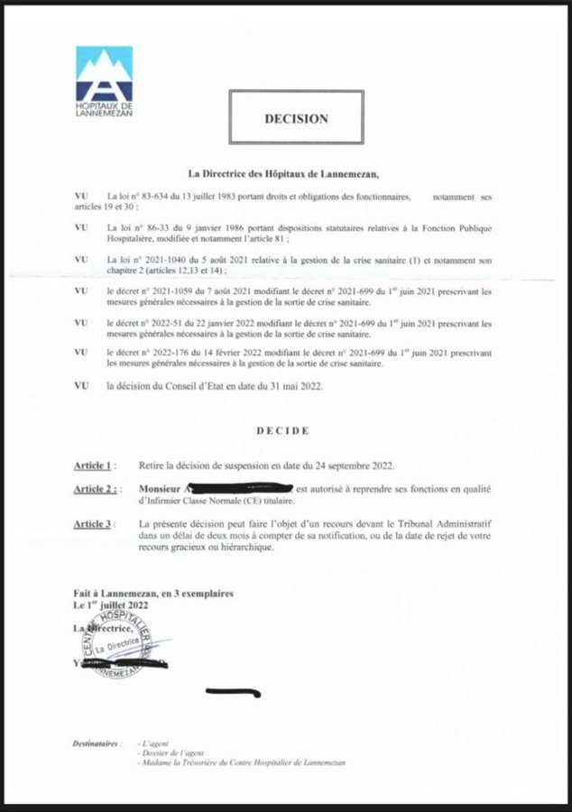 Το ΣτΕ Γαλλίας ακυρώνει αναστολή ανεμβολίαστου υγειονομικού. Και Διοικητικό Δικαστήριο της Ντιζόν για α΄ φορά ακυρώνει αναστολή ανεμβολίαστου υγειονομικού που …