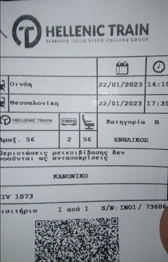Το εισιτήριο μου με το μοιραίο τρένο της HELLENIC TRAIN λίγες βδομάδες πριν το Μεγάλο Φονικό! Μας είχαν όλους για σκότωμα!