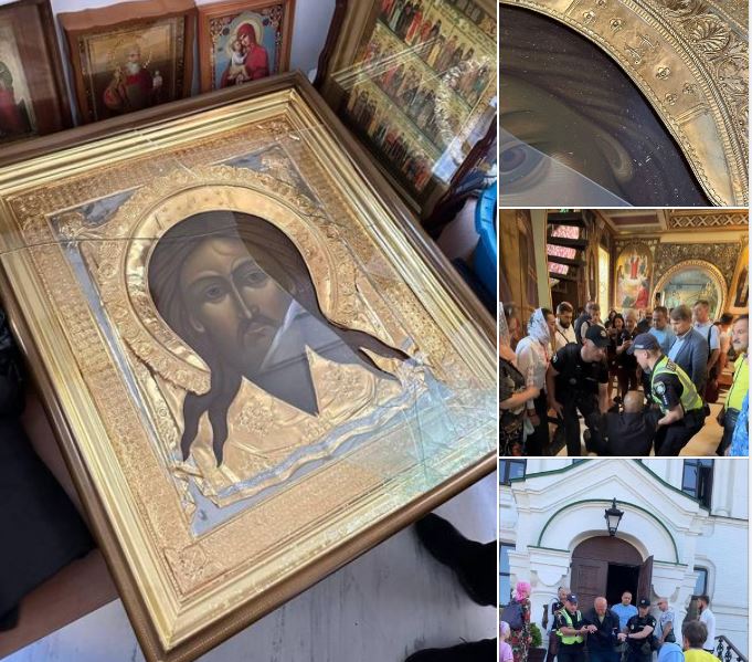 Δαιμονίστηκε βαλτός του Ζελένσκι οπαδός του σχισματικού Επιφάνιου και επιτέθηκε στις εικόνες στη Λαύρα Σπηλαίων στο Κίεβο. Έσπασε με πέτρα την εικόνα του Σωτήρα-Χριστού!