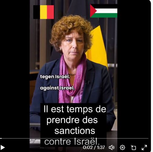 Η αντιπρόεδρος του Βελγίου: να τιμωρήσουμε το Ισραήλ. Απάνθρωποι οι βομβαρδισμοί του. Στο Διεθνές Δικαστήριο το Ισραήλ γι εγκλήματα πολέμου.