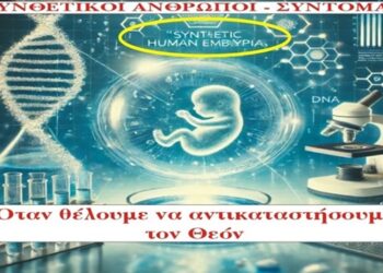 ΣΥΝΘΕΤΙΚΑ ΑΝΘΡΩΠΙΝΑ ΕΜΒΡΥΑ ? ΣΥΝΘΕΤΙΚΟΙ ΑΝΘΡΩΠΟΙ ? Όταν θέλουμε να αντικαταστήσουμε τον Θεόν.