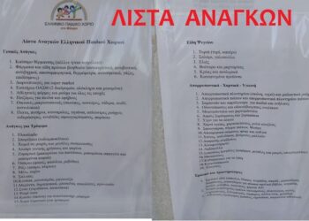 ΛΙΣΤΑ ΑΝΑΓΚΩΝ – ΕΛΛΗΝΙΚΟ ΠΑΙΔΙΚΟ ΧΩΡΙΟ ΣΤΟ ΦΙΛΥΡΟ