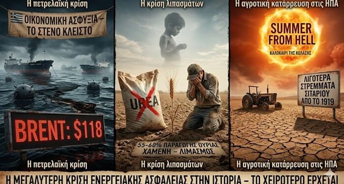 «Το Στενό του Χορμούζ κλειστό – Βουτιά θανάτου για πετρέλαιο και λιπάσματα: Οι ΗΠΑ φυτεύουν τα λιγότερα στρέμματα σιταριού από το 1919 – Προειδοποίηση Σνάιντερ για «καλοκαίρι της κόλασης» και παγκόσμιο λιμό»