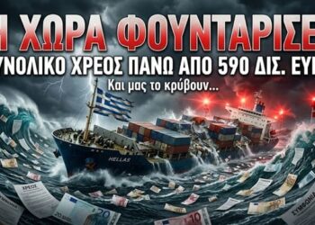 «Η ΧΩΡΑ ΦΟΥΝΤΑΡΙΣΕ ΚΑΙ ΜΑΣ ΤΟ ΚΡΥΒΟΥΝ!» – Το Συνολικό Χρέος (Δημόσιο + Ιδιωτικό) Ξεπέρασε τα 590 Δισ. Ευρώ