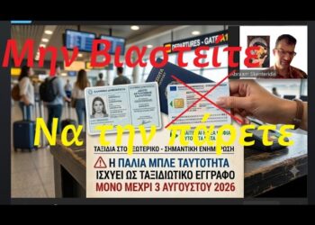 ΜΗΝ ΤΡΕΧΕΤΕ : Πιέζουν ως 3 Αυγούστου 2026. Ισχύει η Παλιά ακόμη Ταυτότητα