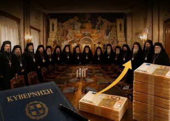 Γελοιογραφία Δημητρίου Χατζηνικολάου: Ὁ Μητσοτάκης ἐδιπλασίασε τούς μισθούς τῶν «ἐπισκόπων»!