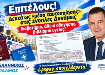 Ν. Παπαδόπουλος: Επιτέλους! Δεκτά ως «μέσα ταυτοποίησης» και στις ένοπλες Δυνάμεις το διαβατήριο, η άδεια οδήγησης και το ατομικό βιβλιάριο υγείας!