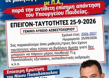 Νίκος Παπαδόπουλος: «Απειλούν μαθητές με αποκλεισμό από τις Πανελλαδικές για μια… ταυτότητα!»