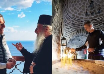 Γελοιογραφία Δημητρίου Χατζηνικολάου: Μοναστήρια προσφέρουν “rebranding” σέ Τσίπρα καί Μητσοτάκη